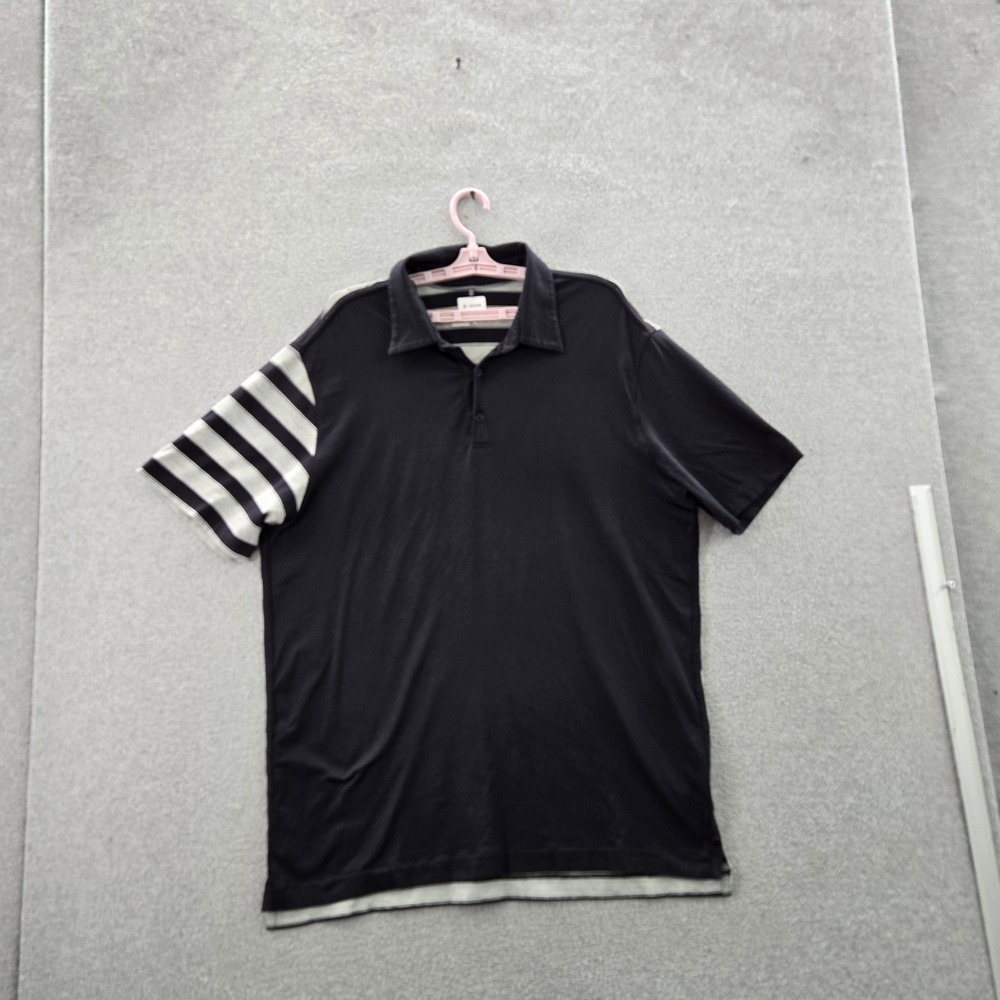 Nike Golf Men Polo XL Black Cotton Nylon Striped Dri-Fit Tour Premium READ